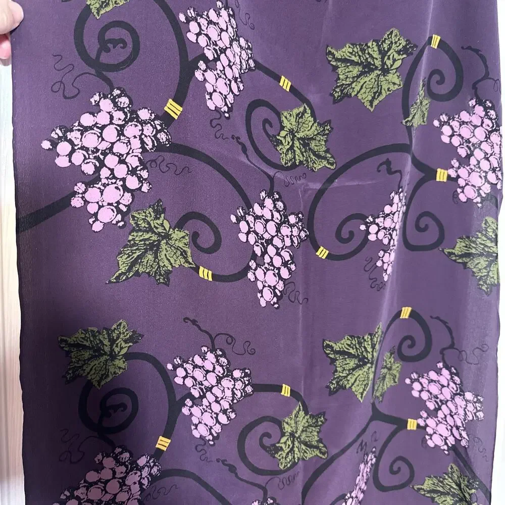 ZAZOU LUXE Scarf Womens Silk Grape Hand Rolled Rectangle Purple 21